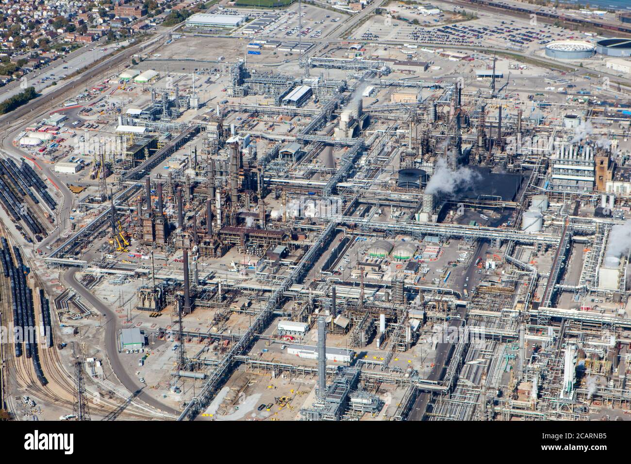 Aerial Photo of Oil Refinery in Whiting, Indiana, USA Stock Photo