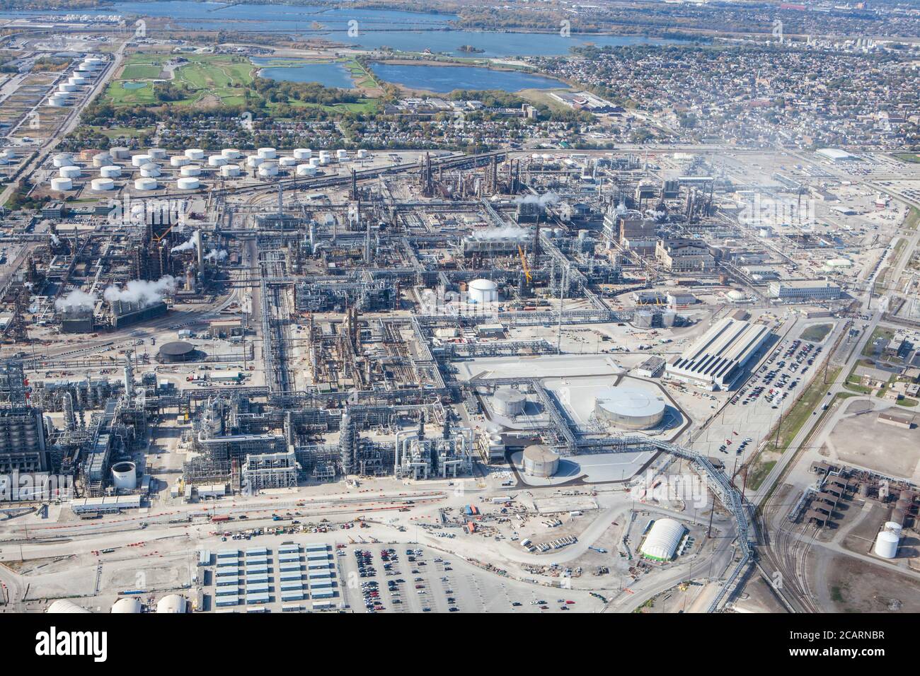 Aerial Photo of Oil Refinery in Whiting, Indiana, USA Stock Photo