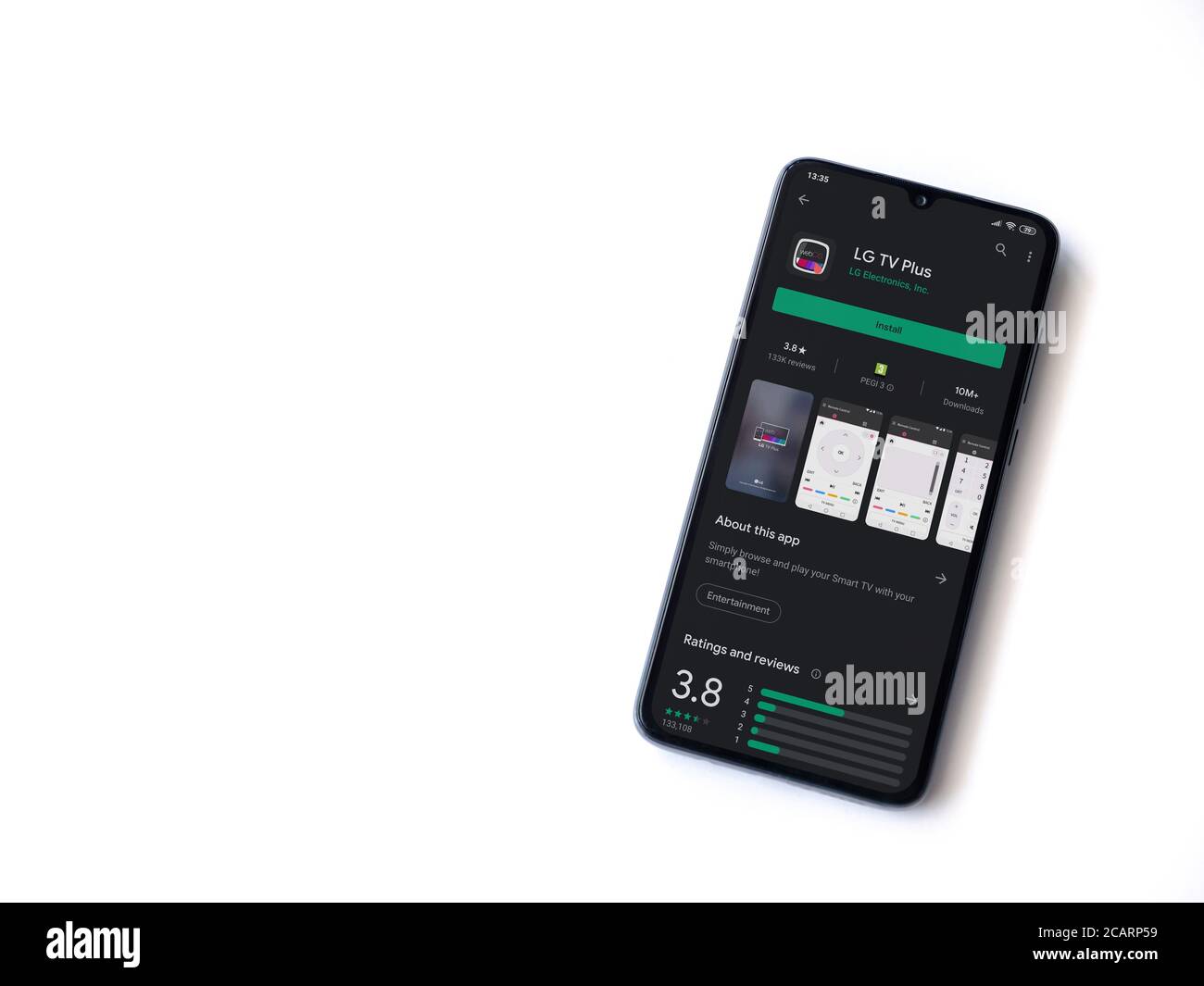 Lod Israel July 8 2020 Lg Tv Plus App Play Store Page On The Display Of A Black Mobile Smartphone Isolated On White Background Top View Flat Lay Stock Photo Alamy