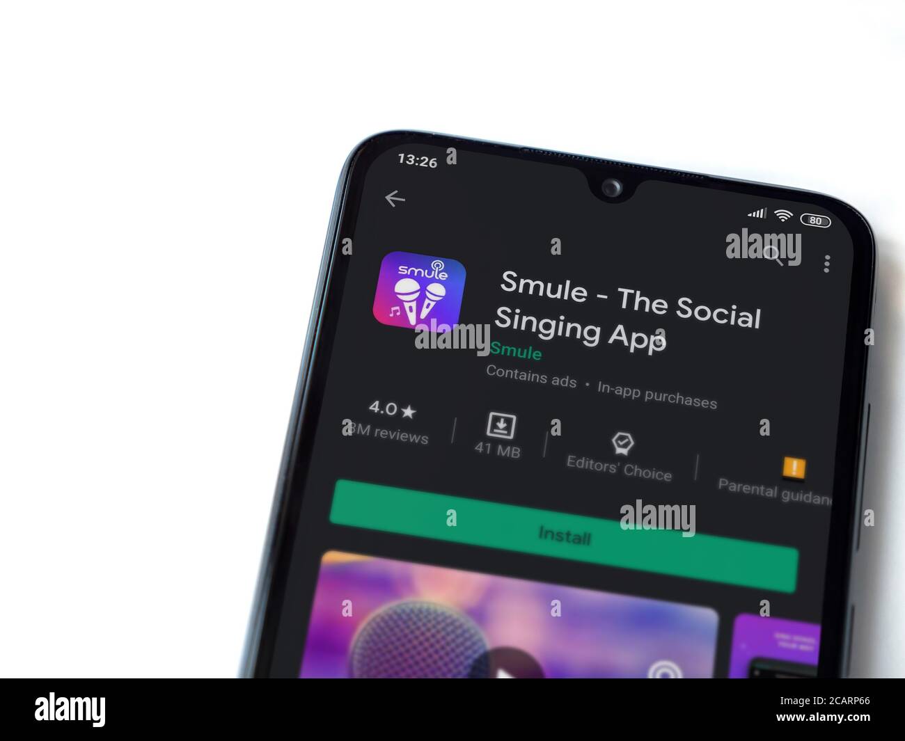 Lod, Israel - July 8, 2020: Smule app play store page on the display of ...