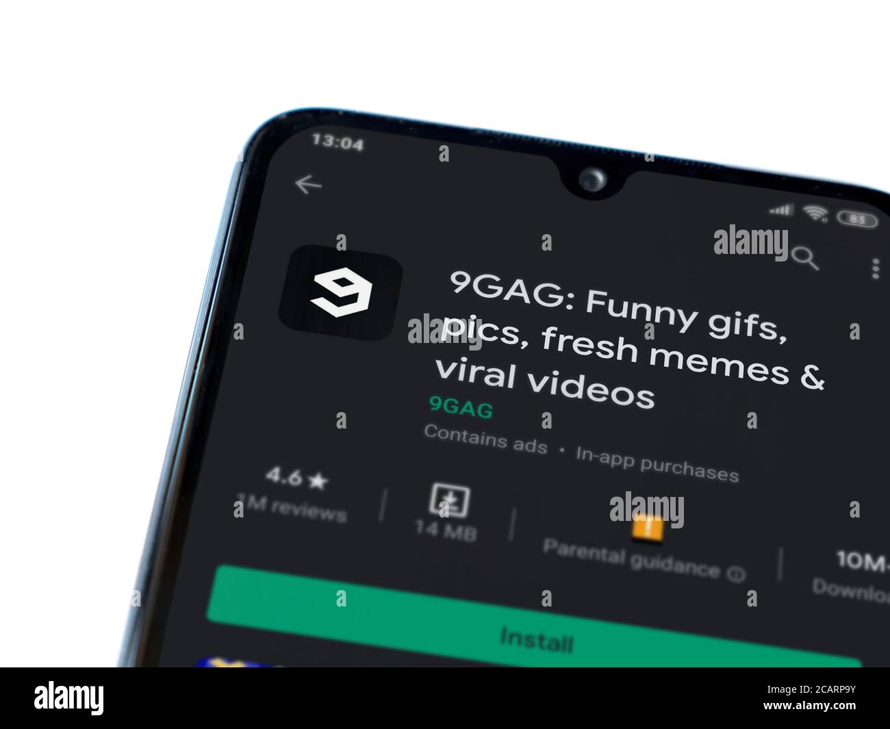Lod, Israel - July 8, 2020: 9GAG app play store page on the display of ...