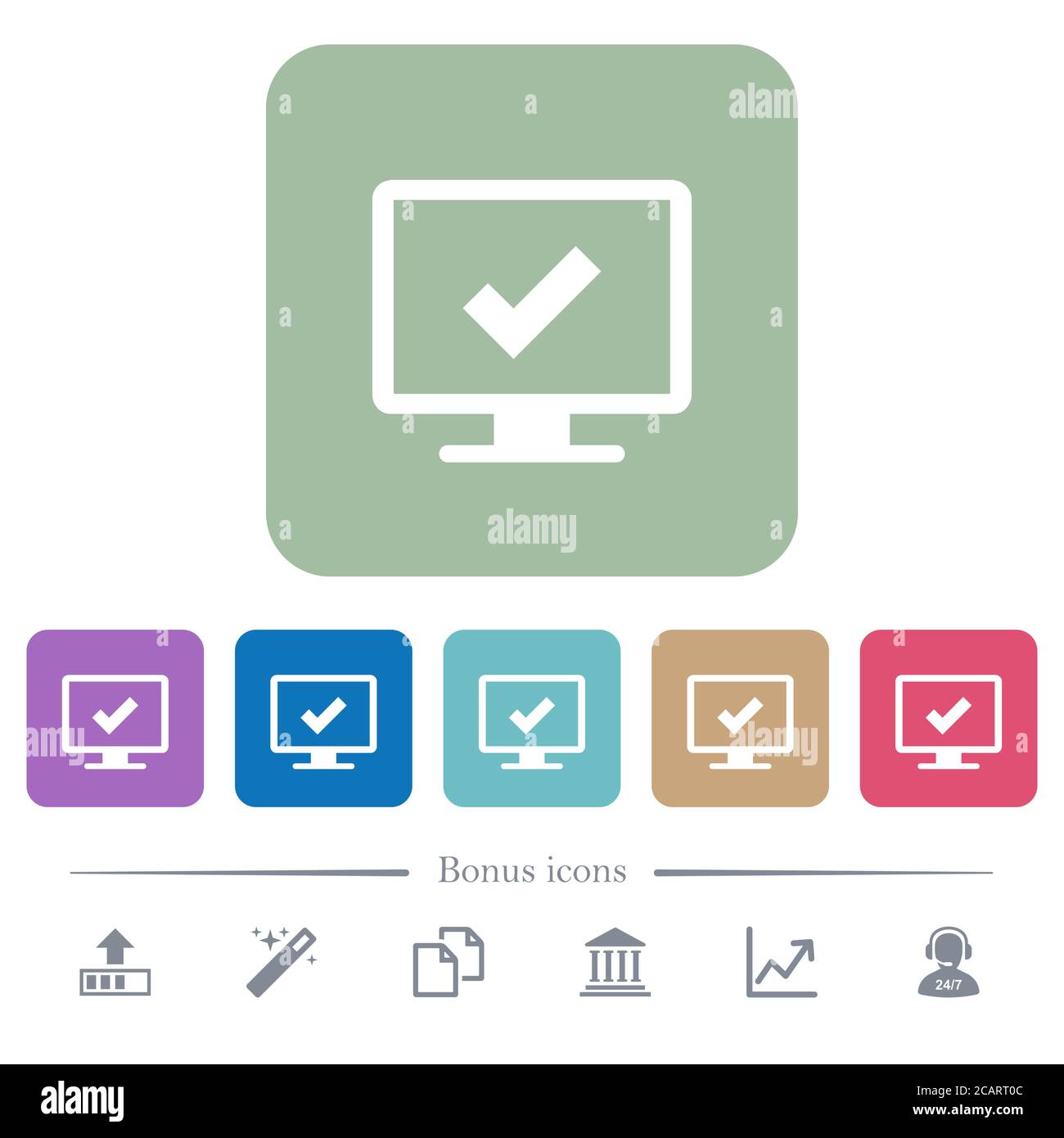 Accept display settings white flat icons on color rounded square ...