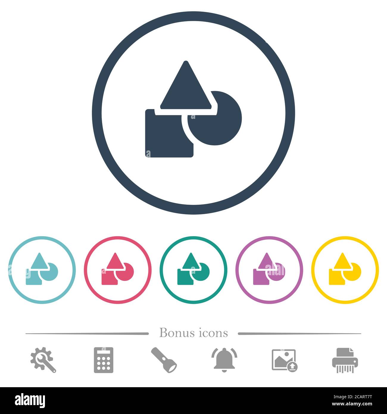 Basic geometric shapes flat color icons in round outlines. 6 bonus ...