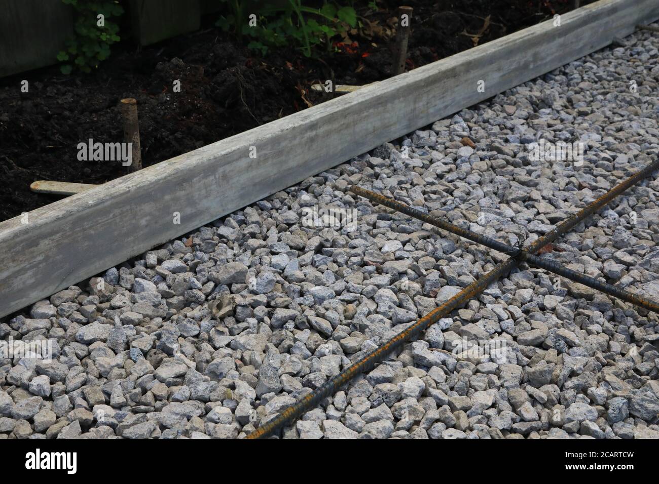 Concrete patio forms Stock Photo Alamy