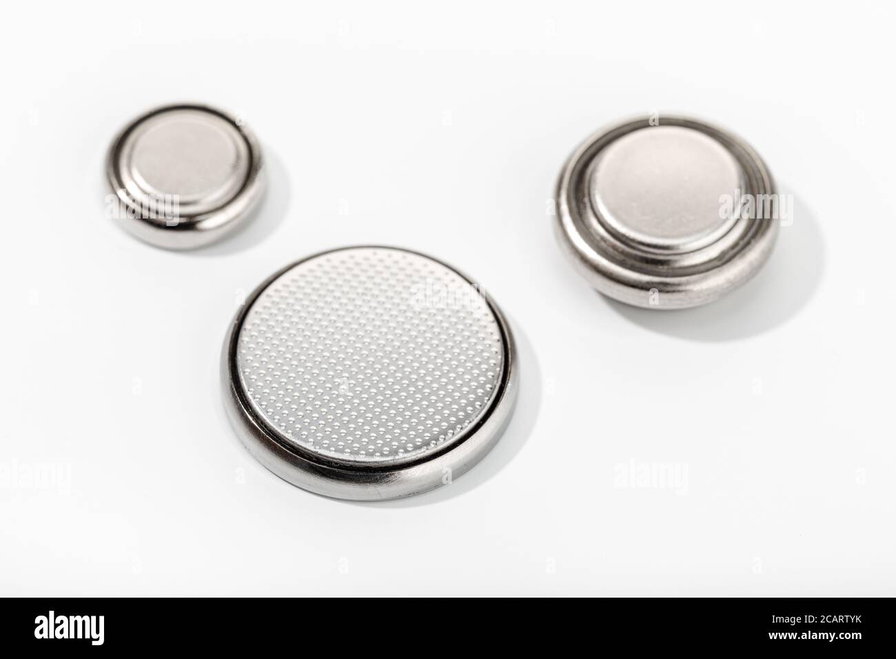 Group of button cell battery or coin cell isolated on white