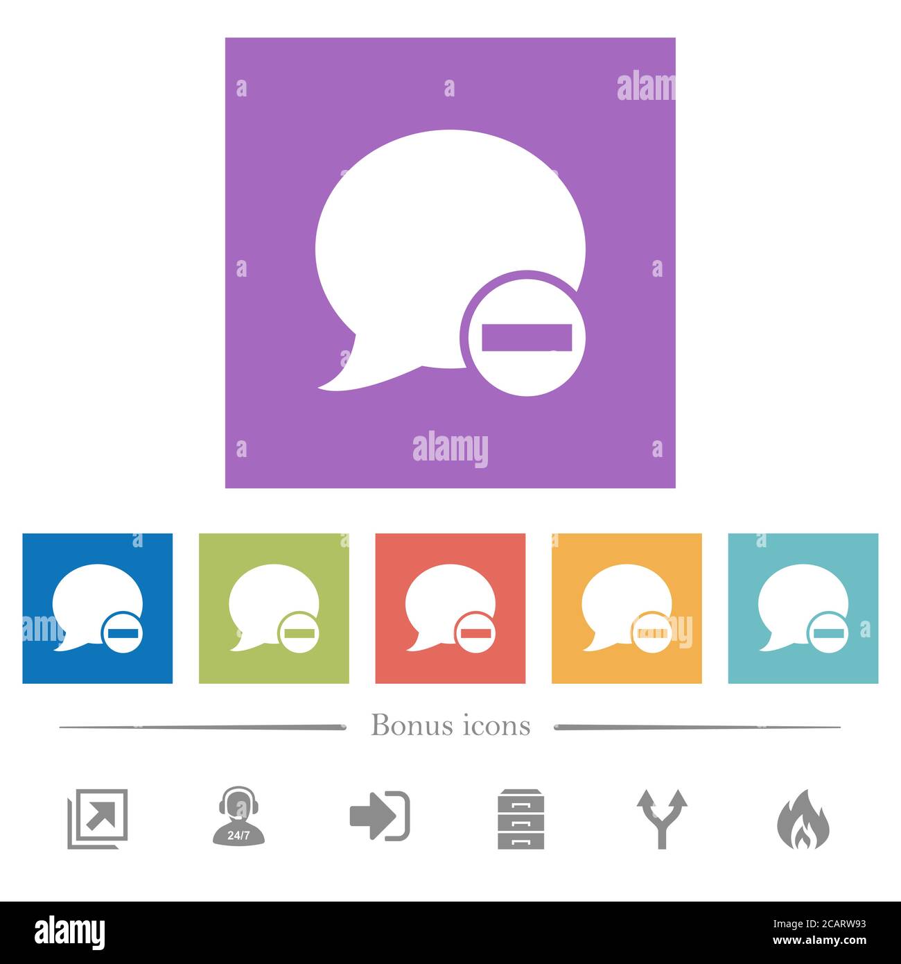 Delete blog comment flat white icons in square backgrounds. 6 bonus ...