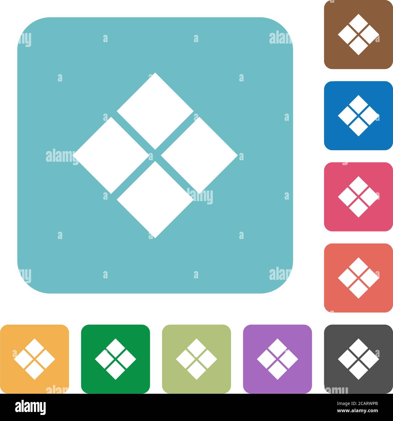 Diagonal tile pattern white flat icons on color rounded square backgrounds Stock Vector