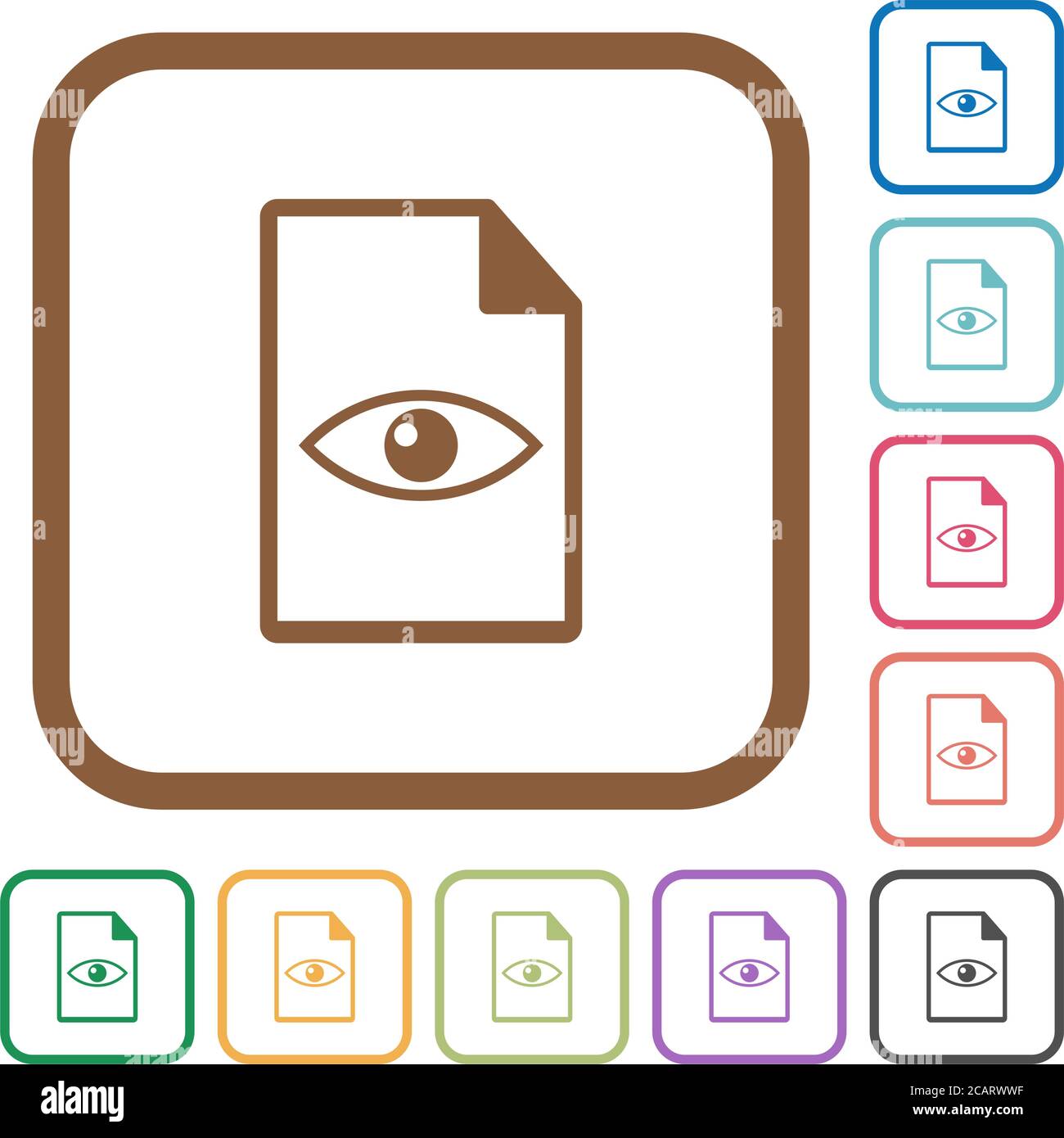 File preview simple icons in color rounded square frames on white ...