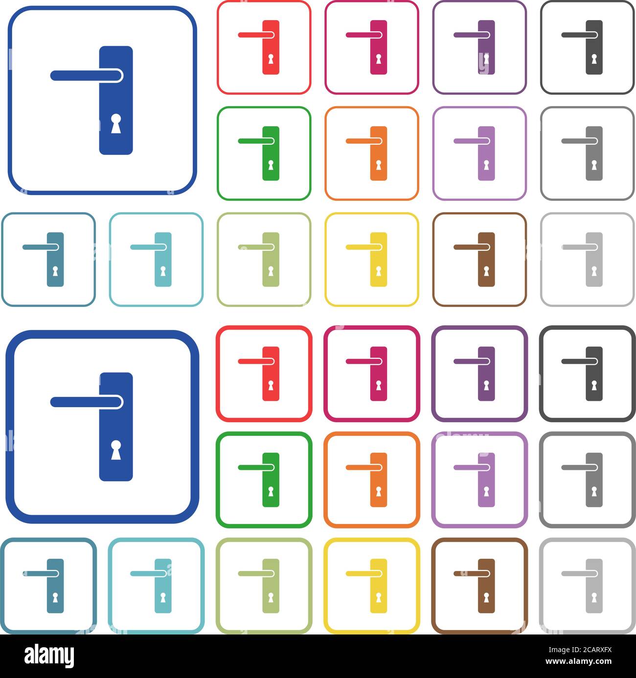 Left handed simple door handle color flat icons in rounded square ...