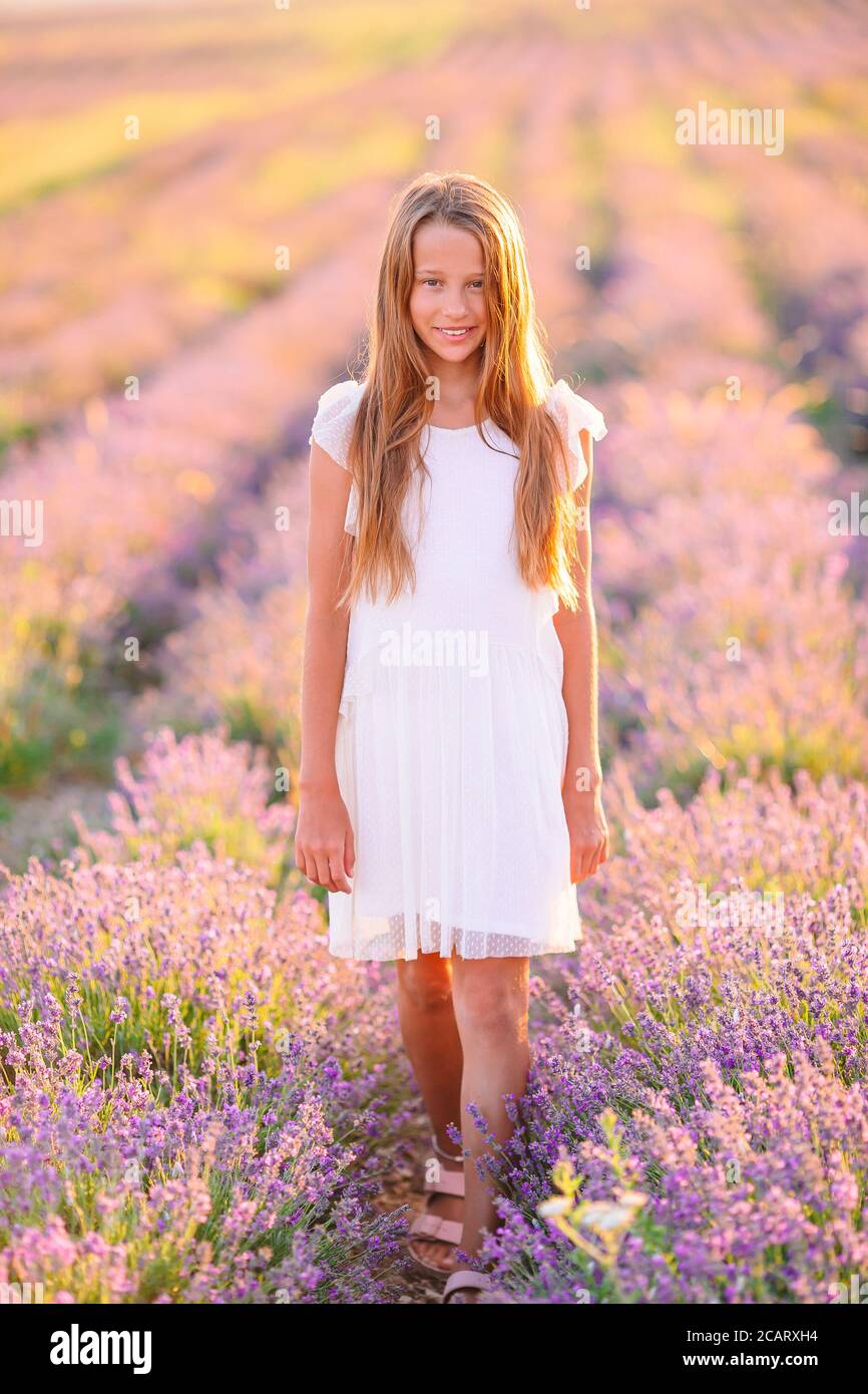 white dress with lavender flowers