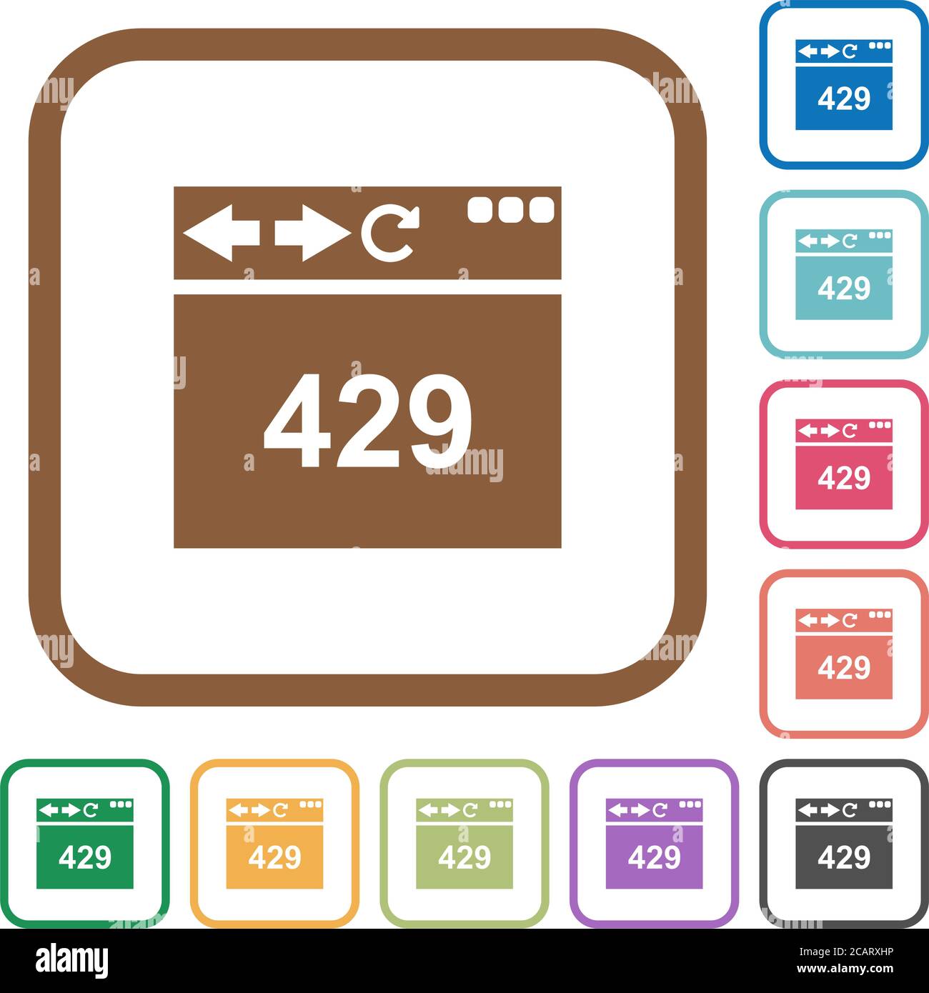 Browser 429 Too Many Requests simple icons in color rounded square ...
