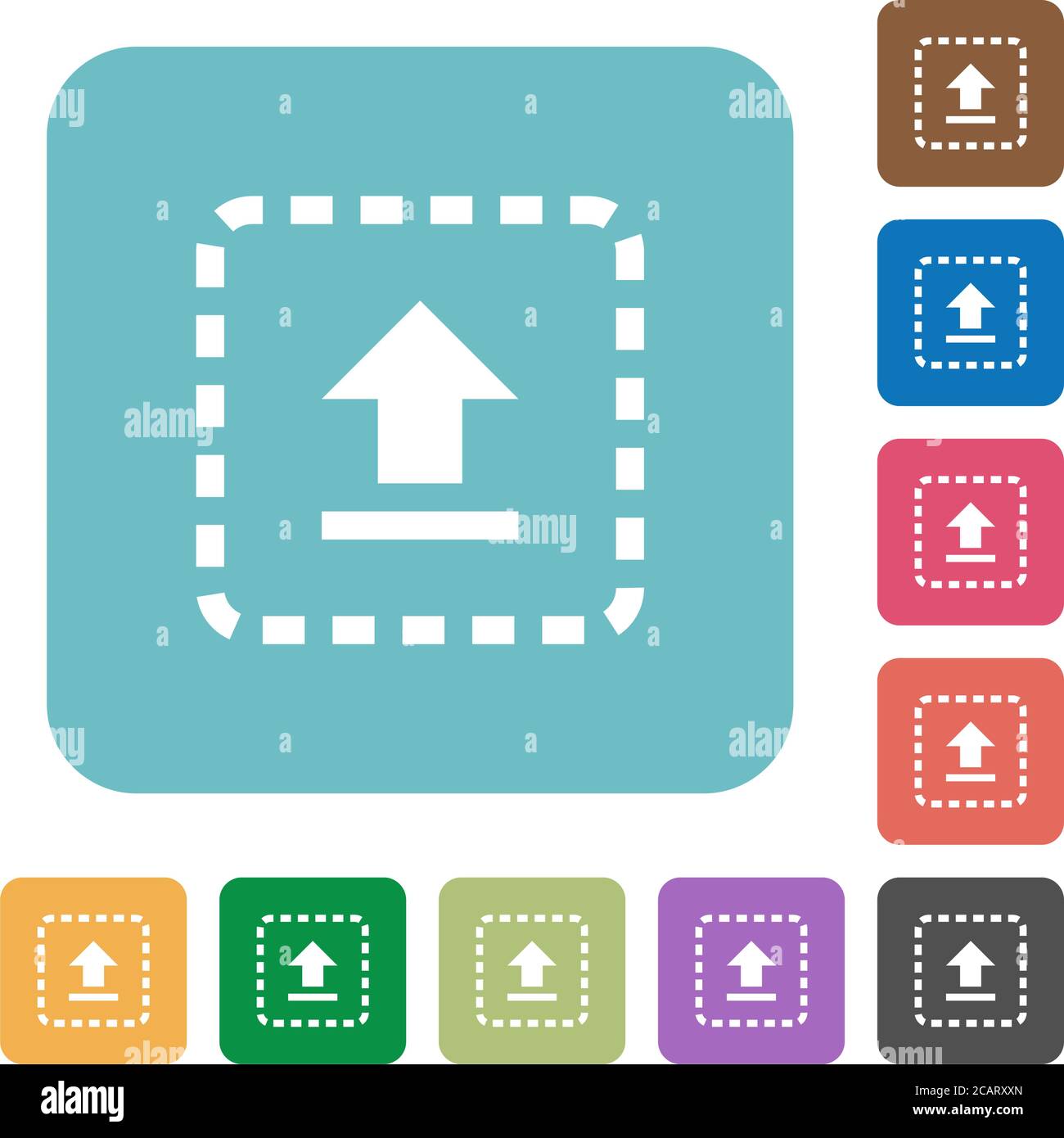 Drag to upload white flat icons on color rounded square backgrounds ...