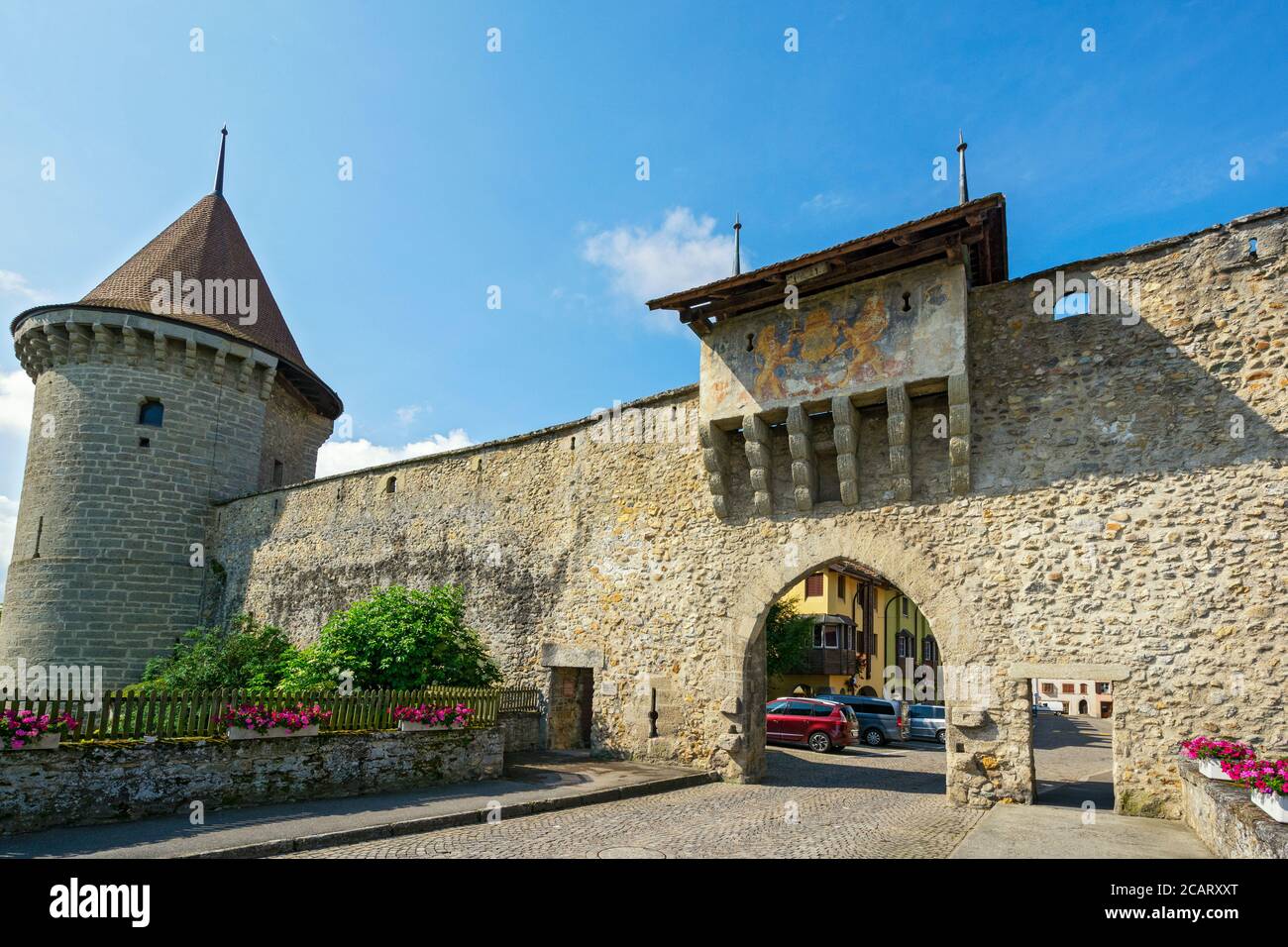 Switzerland, Fribourg Canton, Estavayer-le-Lac, Ramparts, Port du Camus  Stock Photo - Alamy