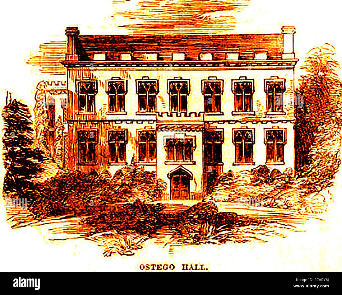 An old image of the former Otsego Hall, a manor house in Cooperstown