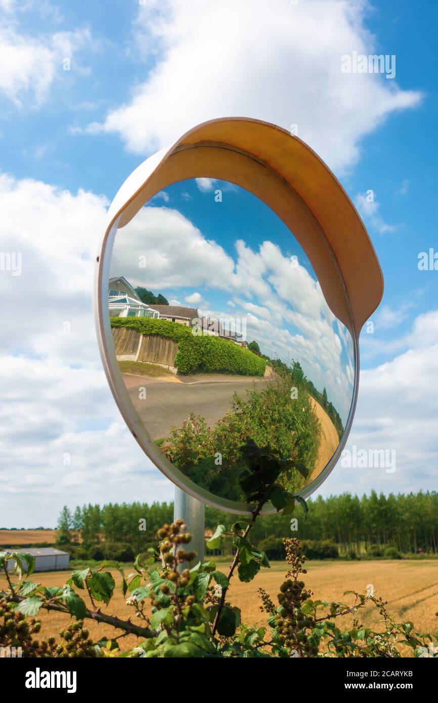 Driveway convex circular mirror. Helps improve visibility around blind
