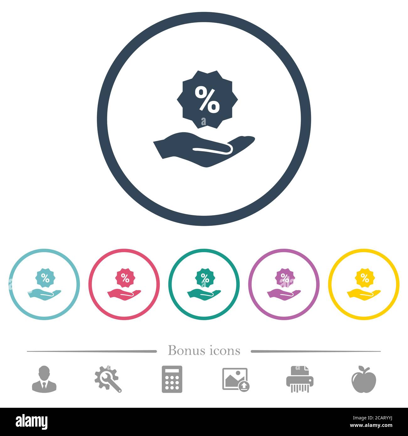 Discount services flat color icons in round outlines. 6 bonus icons ...