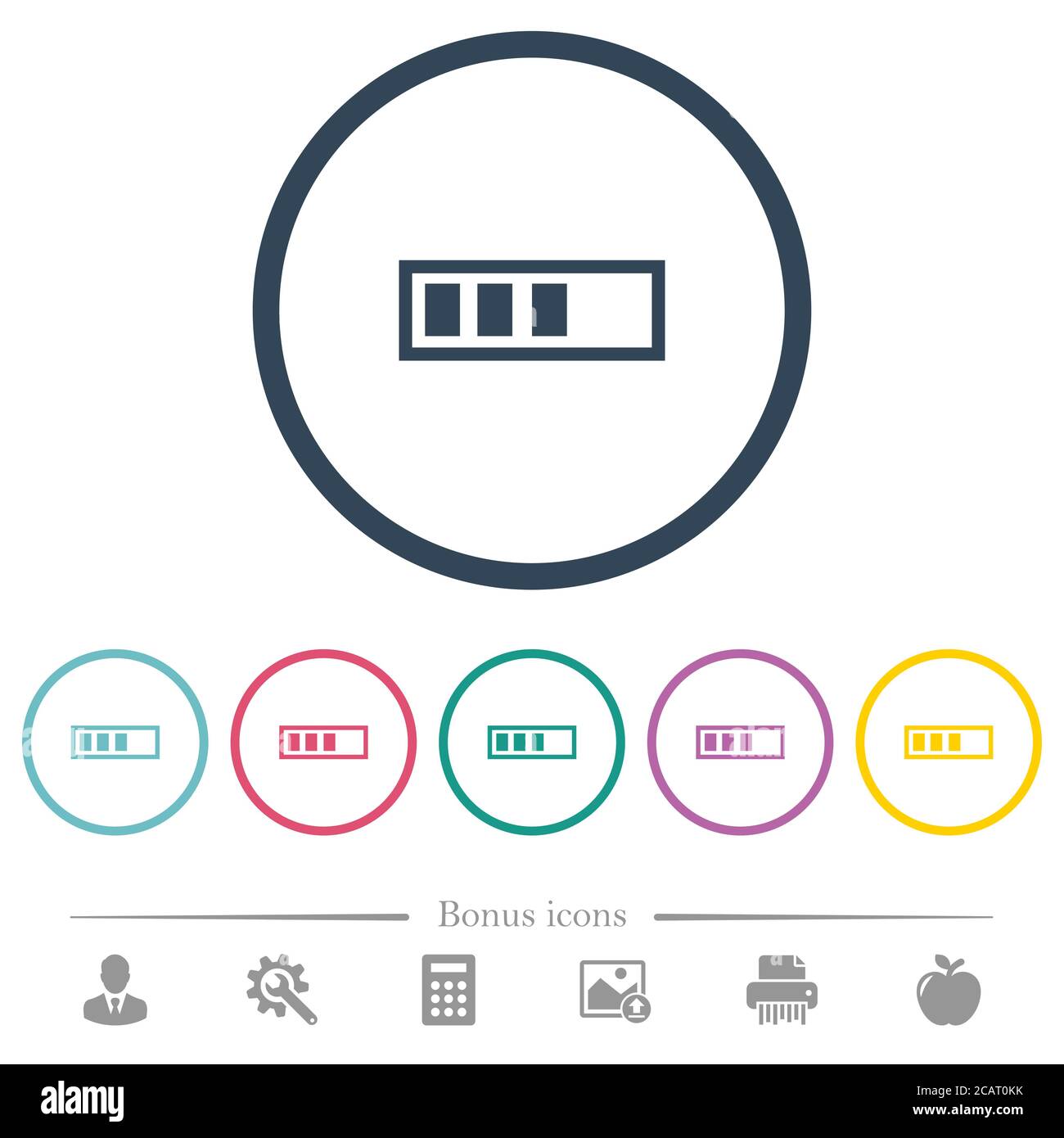 Progressbar flat color icons in round outlines. 6 bonus icons included ...