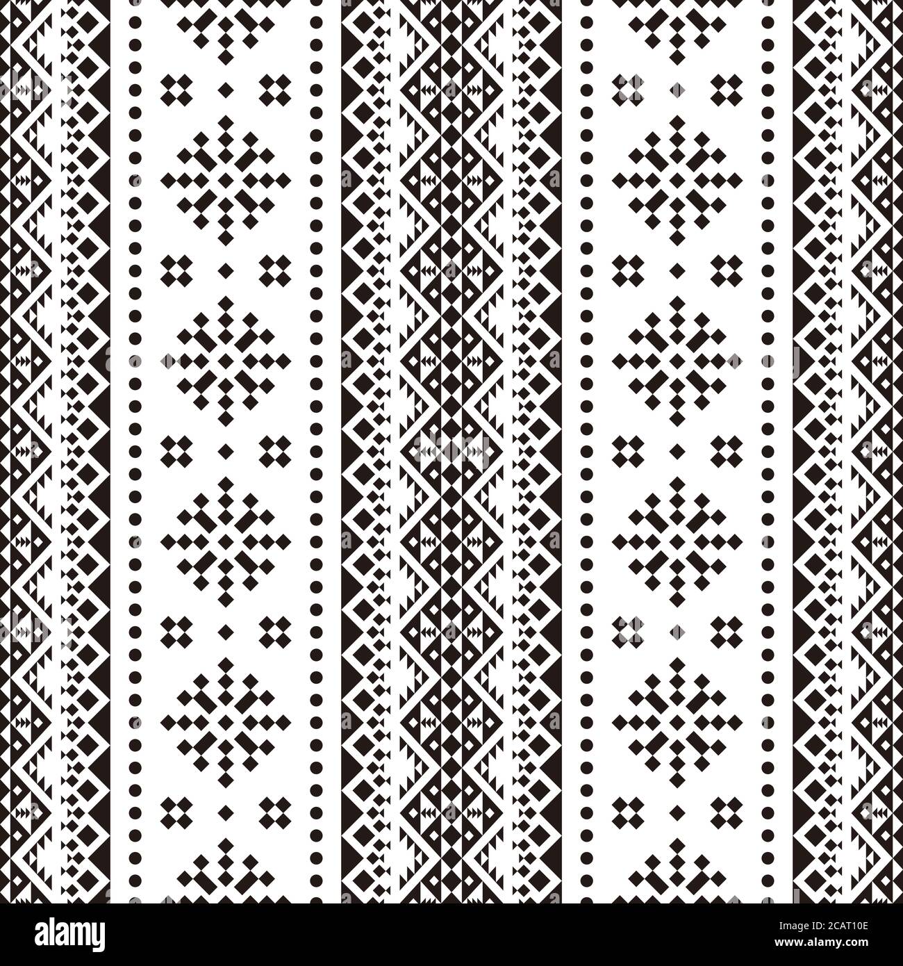 Geometric seamless pattern ethnic texture design vector in monochrome ...