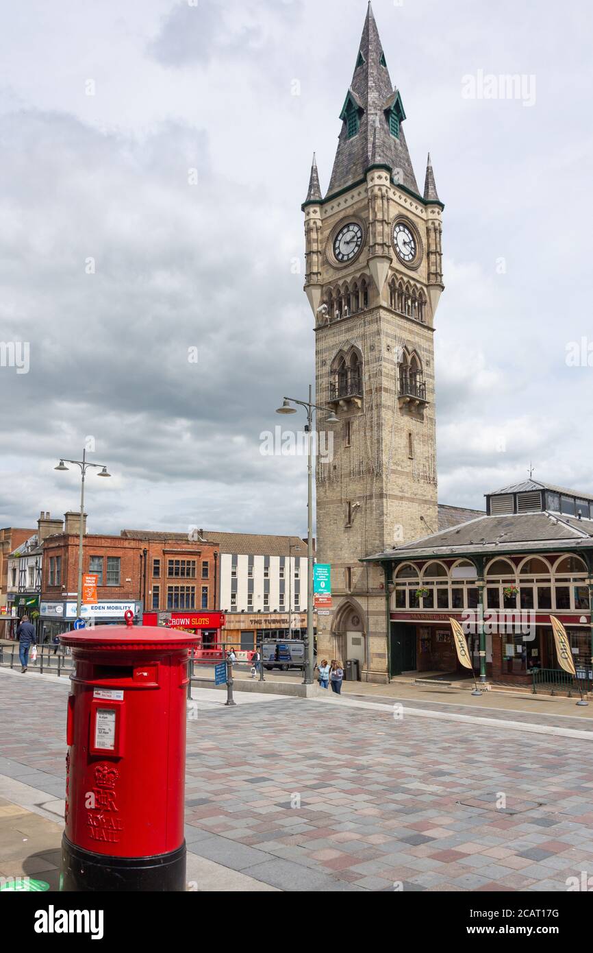 Darlington Market Hall and Clocktower, High Row, Darlington, County Durham, England, United Kingdom Stock Photo