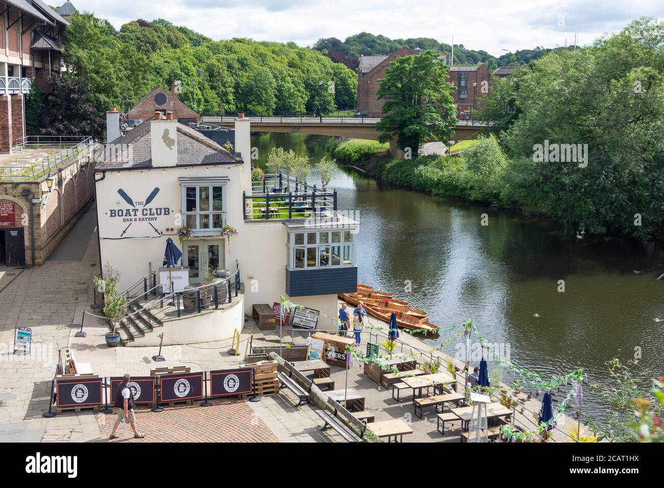 The Boat Club and River Wear from Elvet Bridge, Durham, County Durham, England, United Kingdom Stock Photo