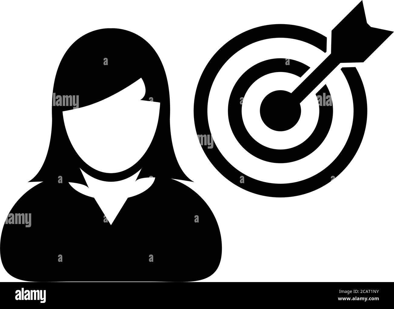 Person icon vector with target bullseye dartboard with female user ...