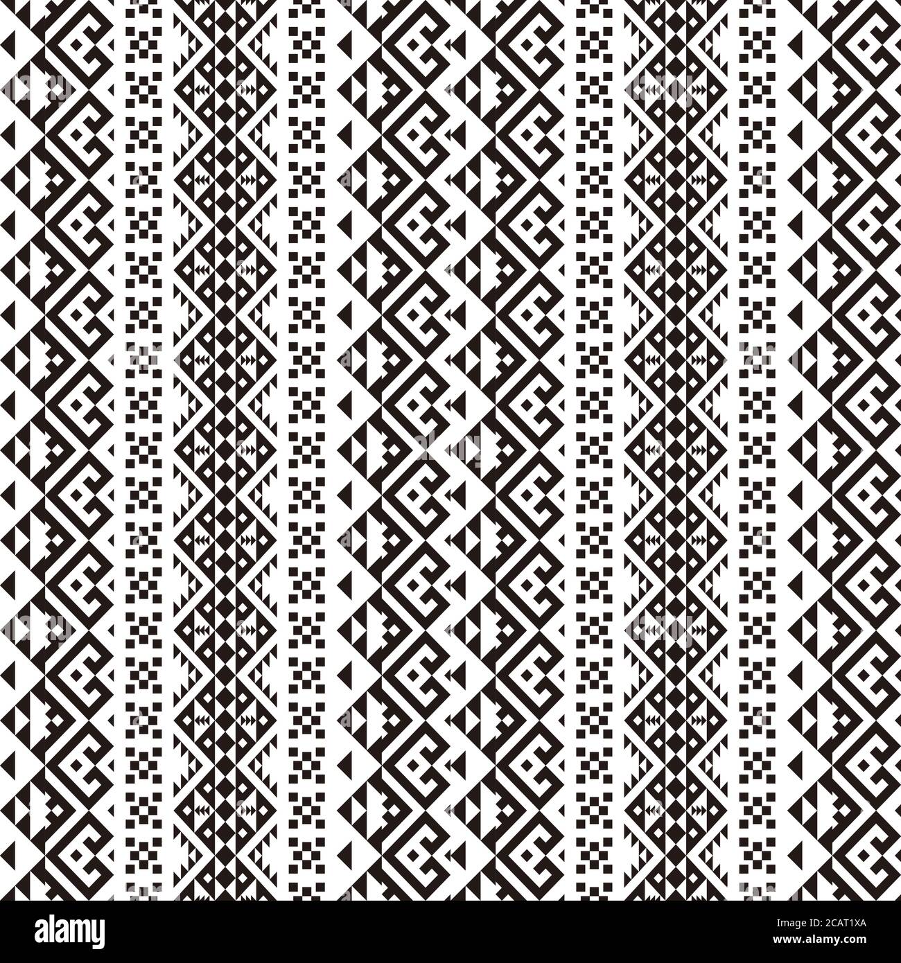 Geometric seamless pattern ethnic texture design vector in monochrome ...