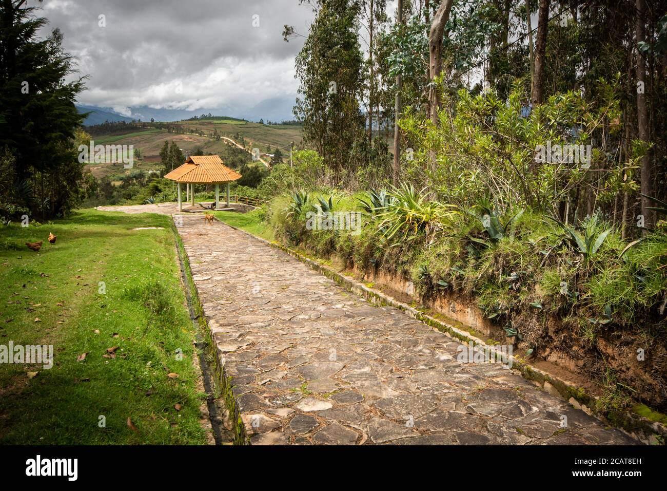 Scene from the picturesque mountain village of Huancas near Chachapoyas in Amazonas, northern Peru Stock Photo
