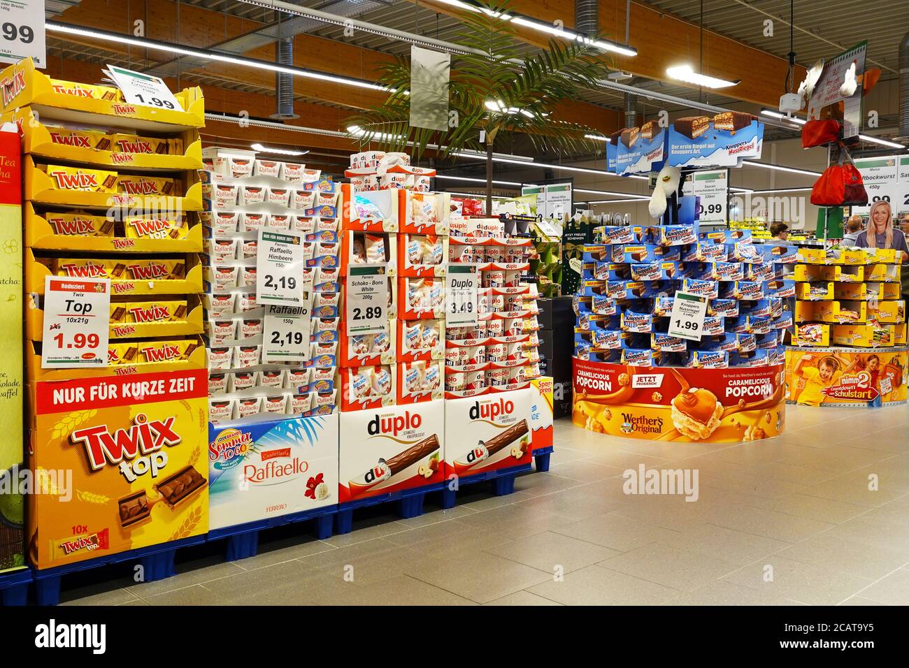 Confectionery department of Marktkauf Hypermarket Stock Photo
