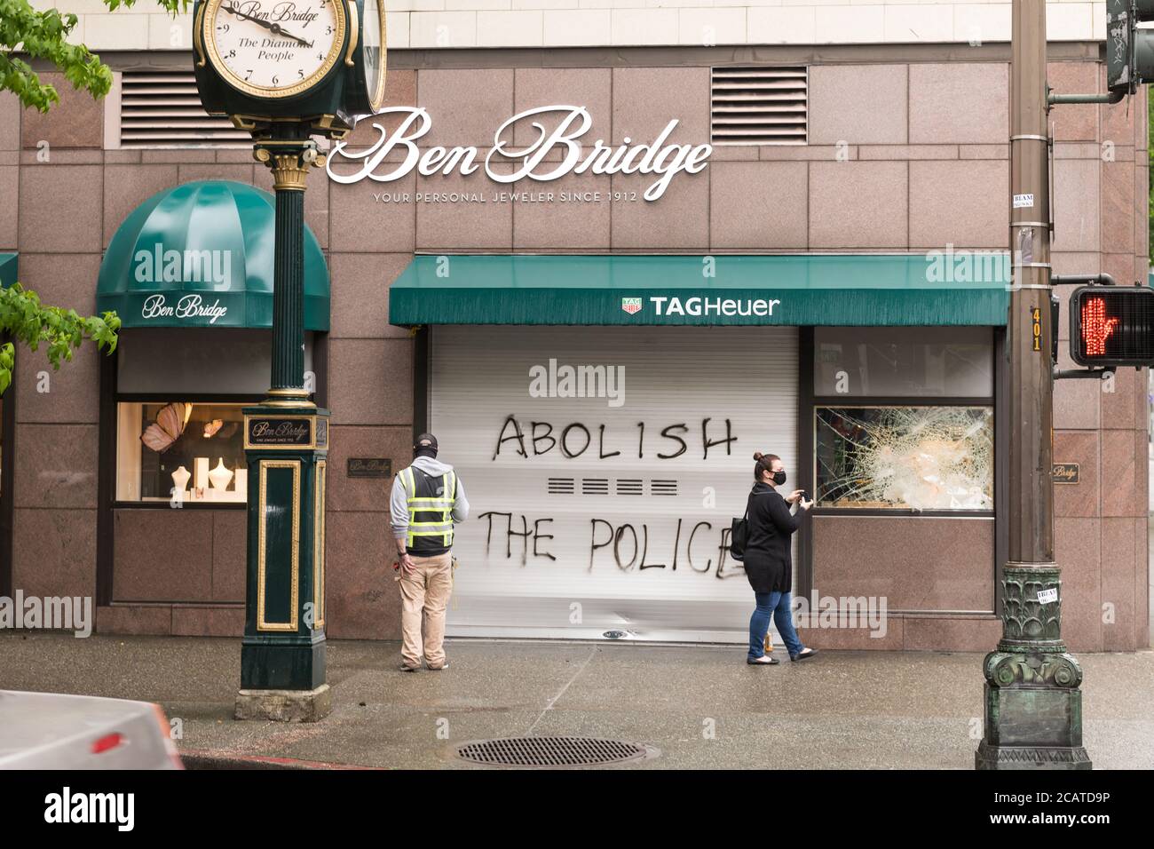 Seattle, USA – May 31, 2020: Early in the morning looting and vandalism ...