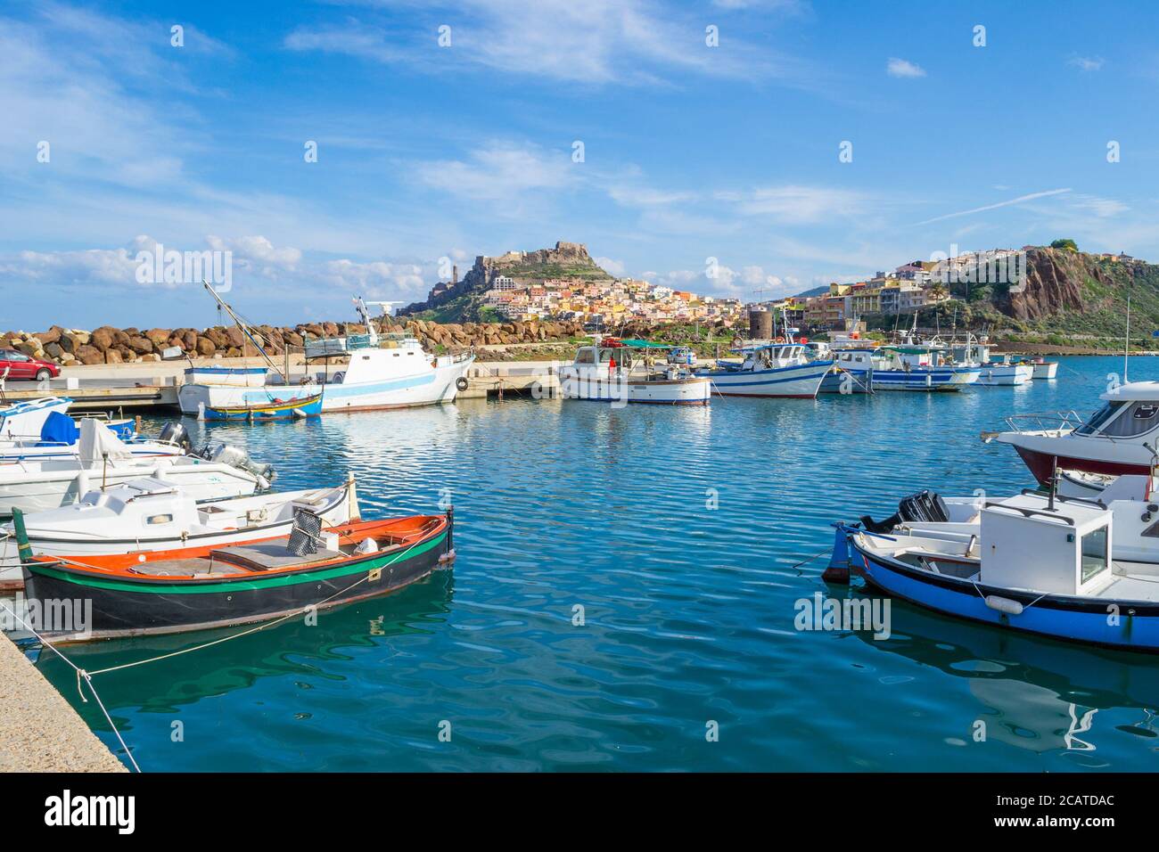 Castelsardo Harbor On A Clear Day Sardinia Stock Photo Alamy
