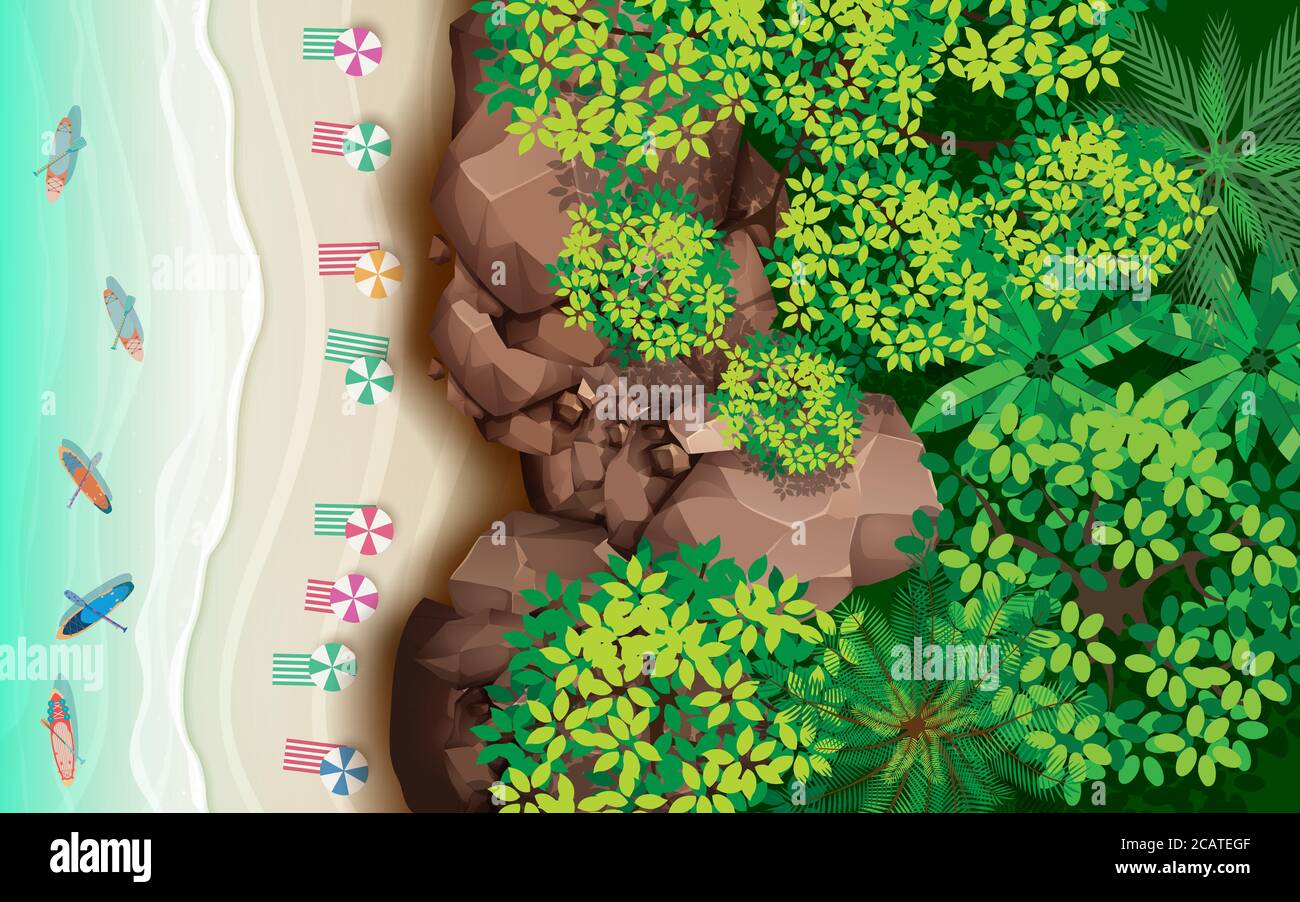 top view landscape of the beach in day time Stock Vector Image & Art ...