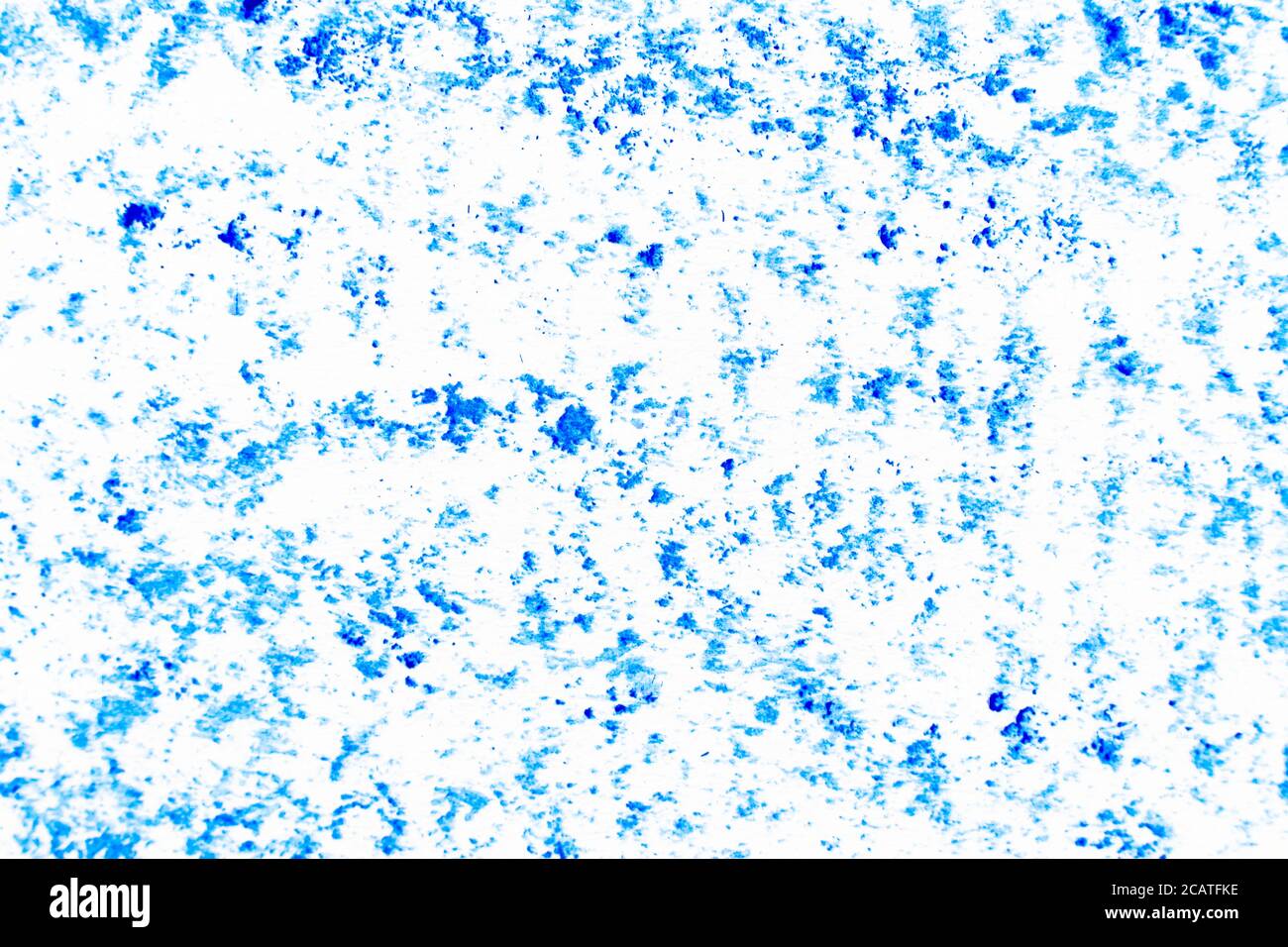 Grunge blue color oil pastel texture on white paper background with