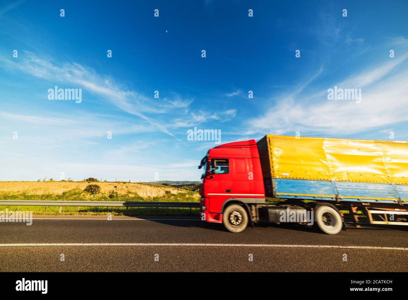truck on the road with motion blur effect Stock Photo - Alamy