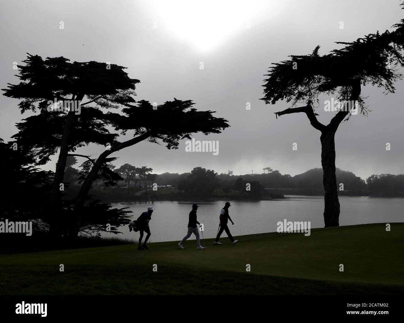 San Francisco, United States. 09th Aug, 2020. Brooks Koepka and Justin Rose walk to the 18th green in the third round of the 102nd PGA Championship at TPC Harding Park in San Francisco on Saturday, August 8, 2020. Photo by John Angelillo/UPI Credit: UPI/Alamy Live News Stock Photo