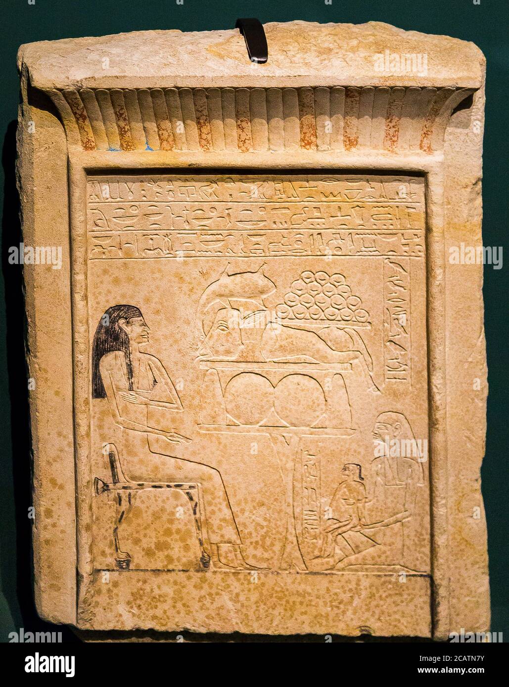Opening visit of the exhibition 'Sésostris III, pharaon de légende”, Lille, France.  Denmark, Copenhagen, stela of lady Iit-en-Heb, found in Harageh. Stock Photo