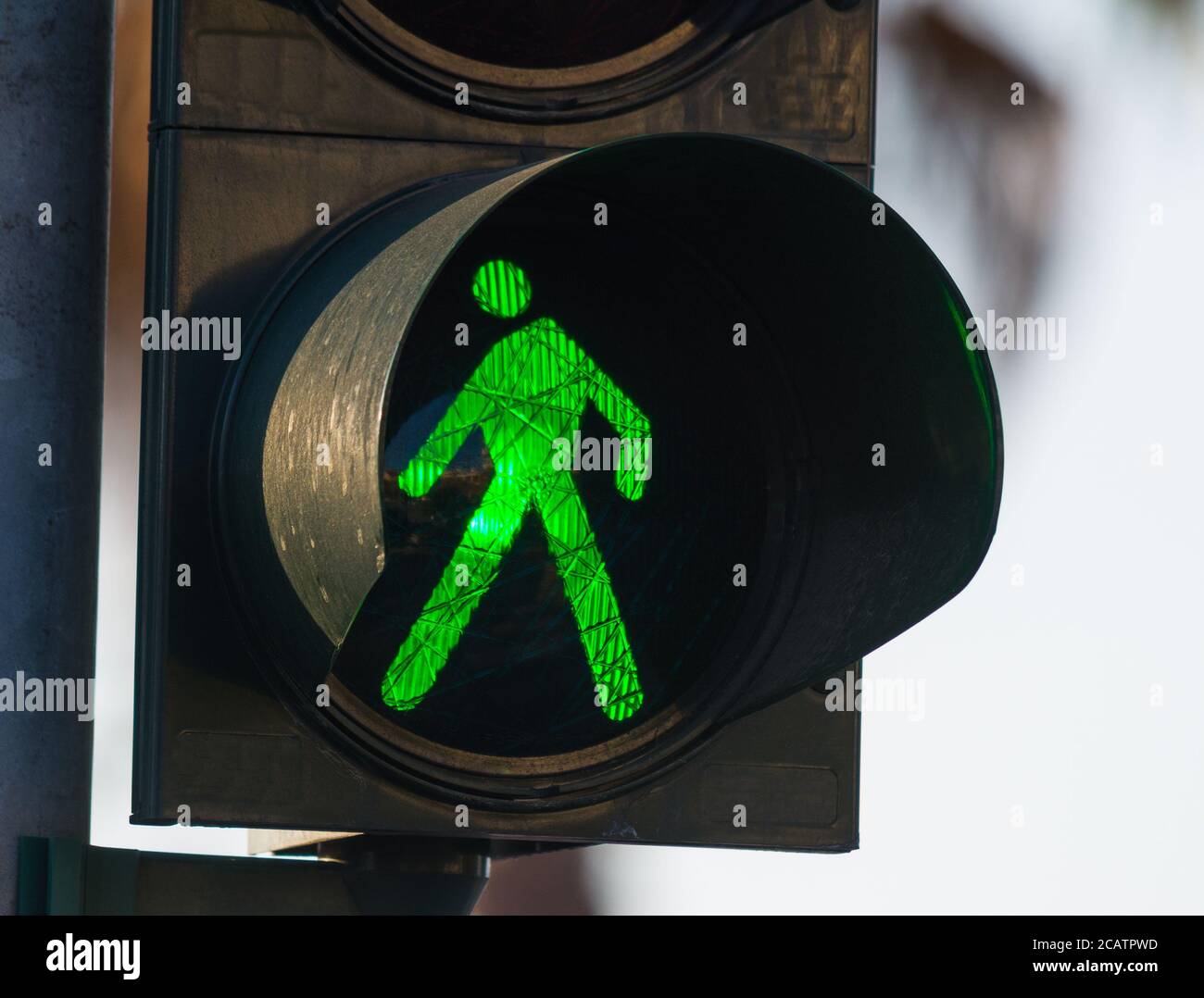 close up of a green pedestrian traffic light Stock Photo - Alamy