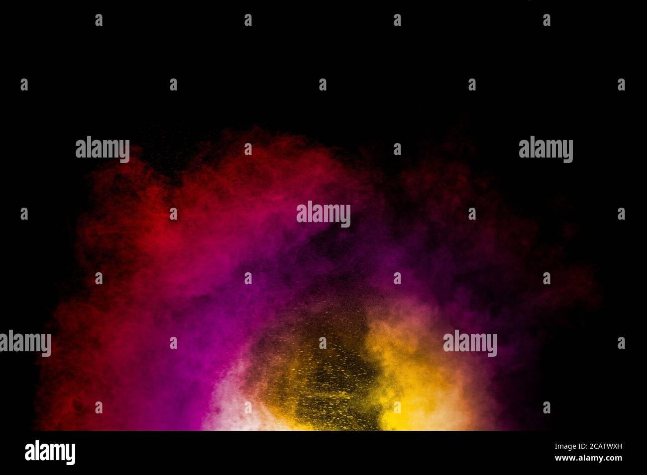 Abstract of colored powder explosion isolated on black background Stock ...