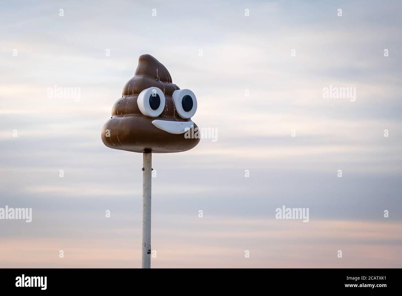 Orientation pole on the beach of Oostende in Belgium. Stock Photo