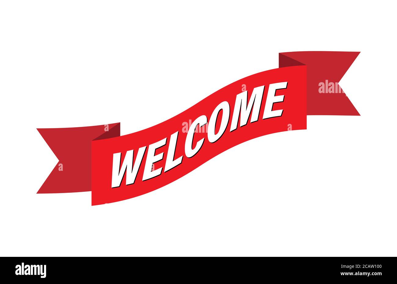 Red ribbon with the words Welcome for banner, sticker and label Inside Welcome Banner Template
