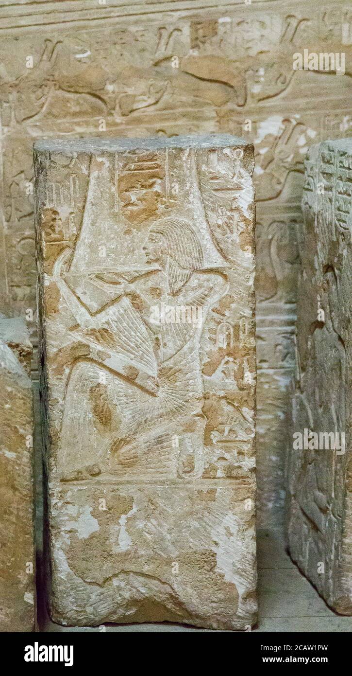 Egypt, Cairo, Egyptian Museum, part of the tomb of Mes (or Mose), from Saqqara. This tomb is very famous for its 'legal text'. Stock Photo
