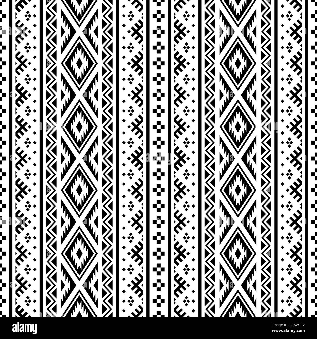 Aztec seamless ethnic pattern texture background in black white color ...