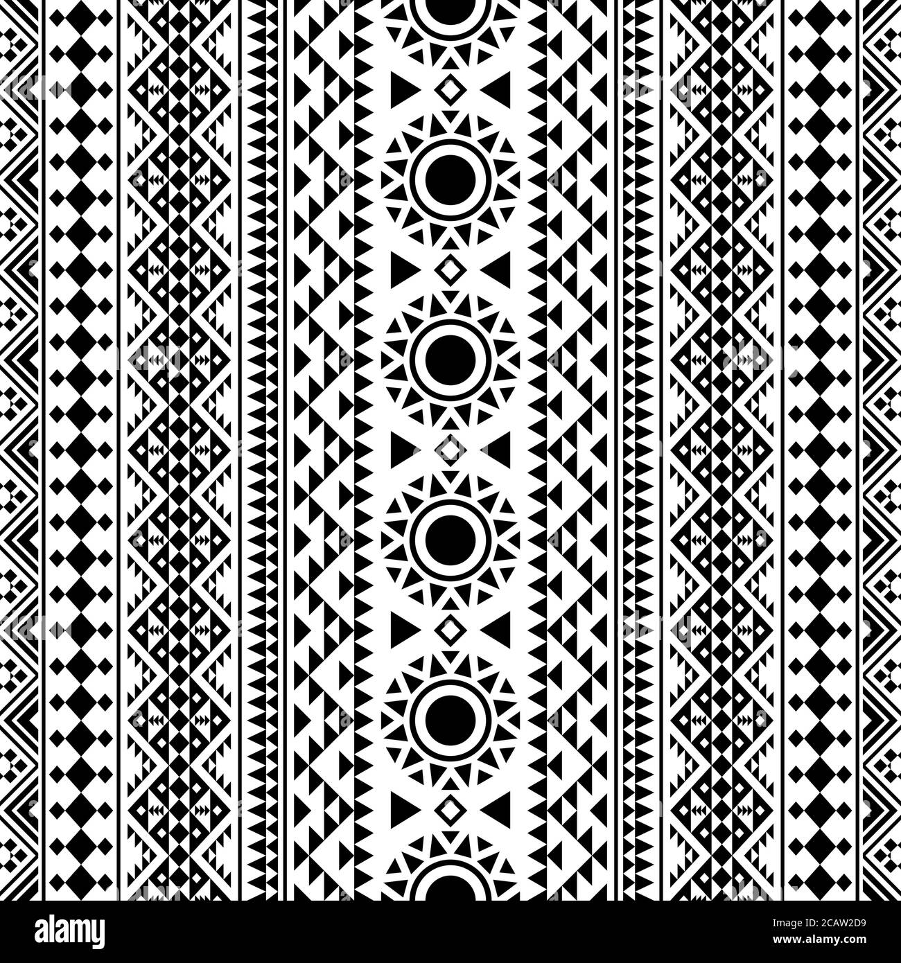 Geometric seamless pattern ethnic texture design vector in monochrome ...