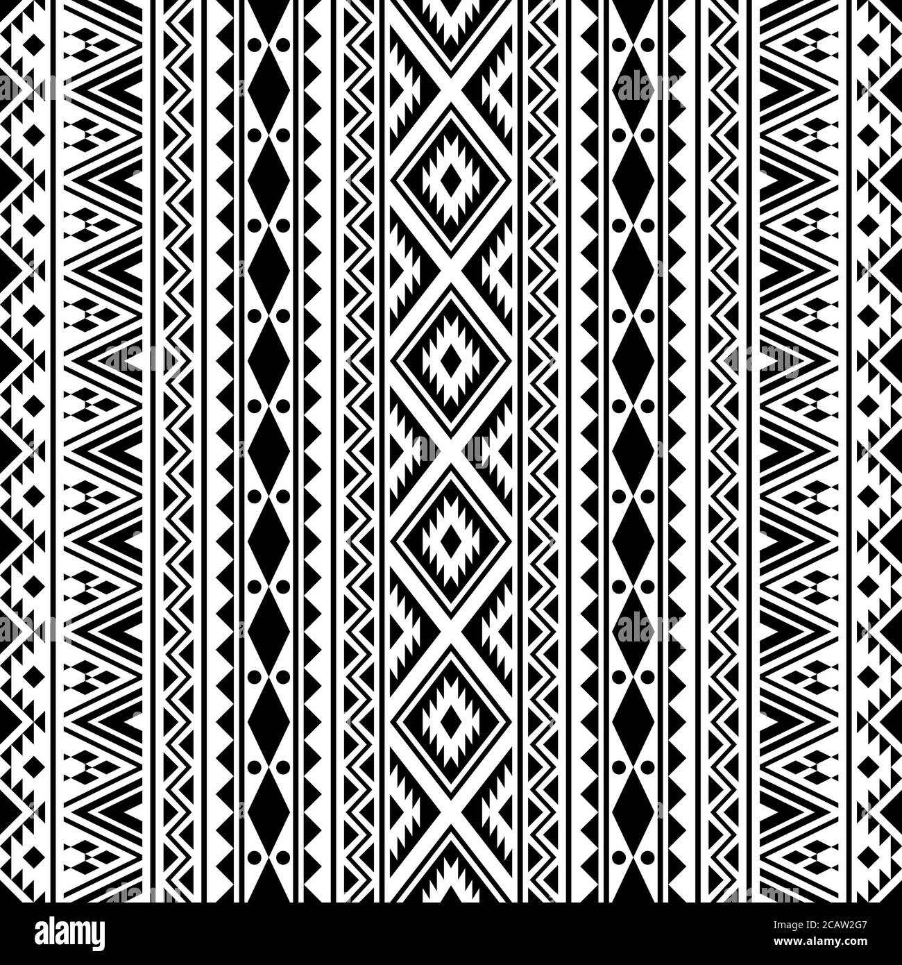 Geometric seamless pattern ethnic texture design vector in monochrome ...