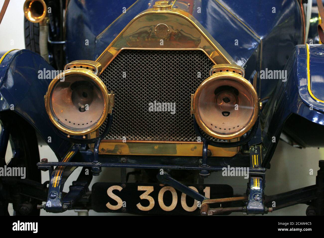 Close-up of the radiator of a vintage car, a 1912 Belsize 10hp, Air and ...