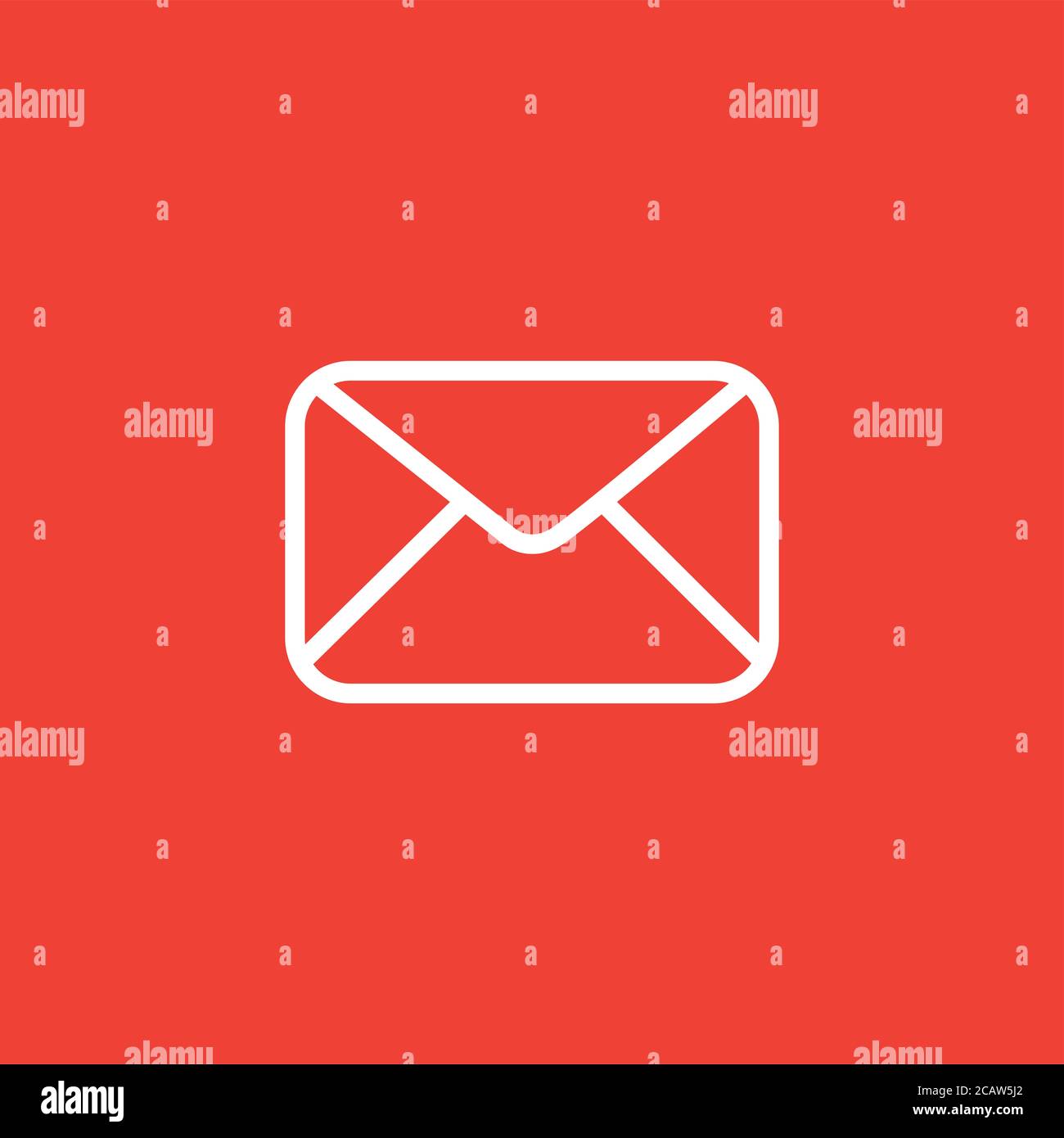 Email Line Icon On Red Background. Red Flat Style Vector Illustration ...