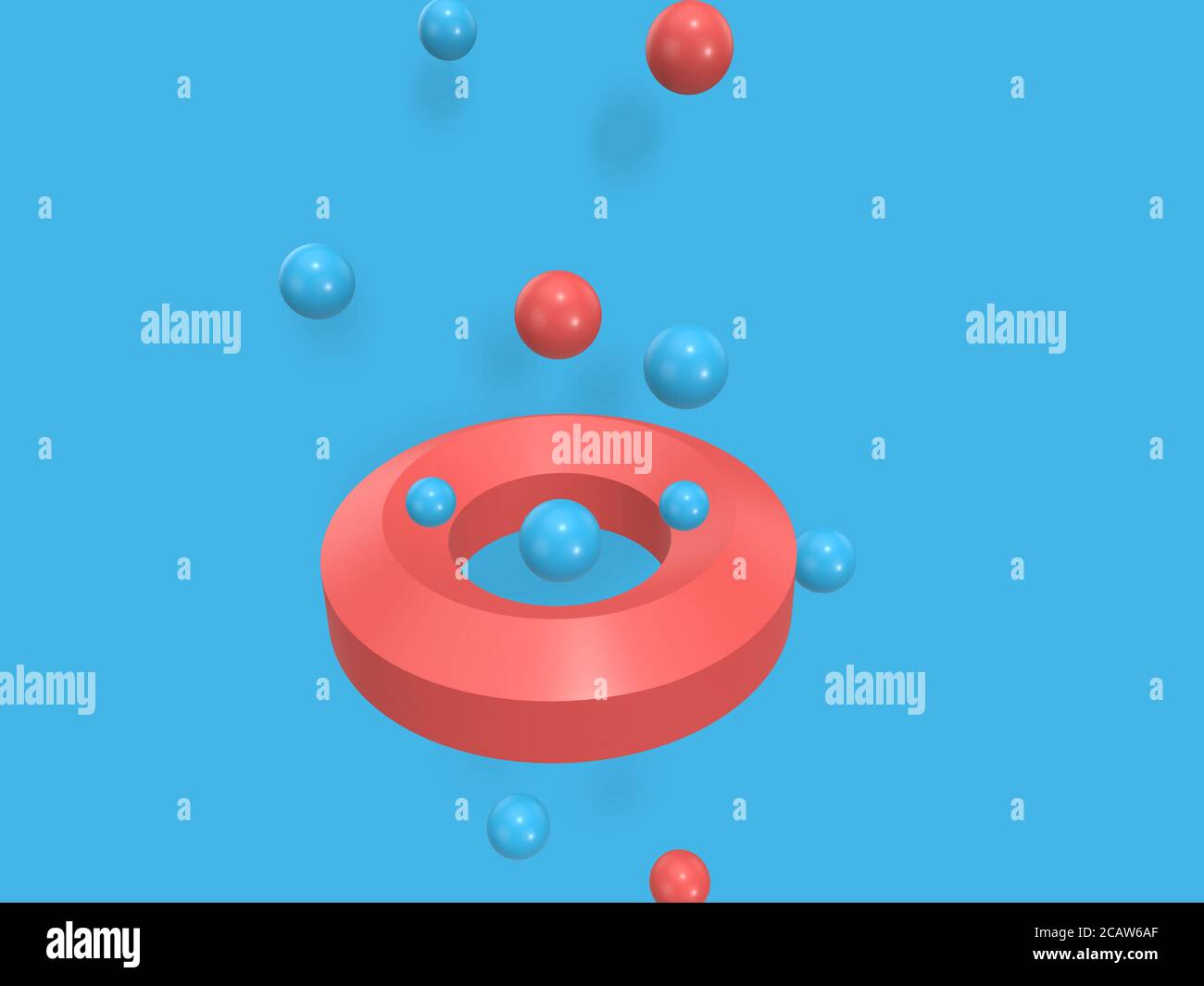 3d render Abstract multi-colored objects on blue background Stock Photo ...