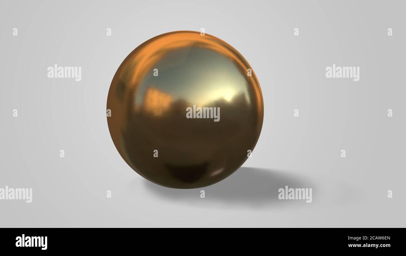 3d render Golden Sphere isolated on white background Stock Photo - Alamy