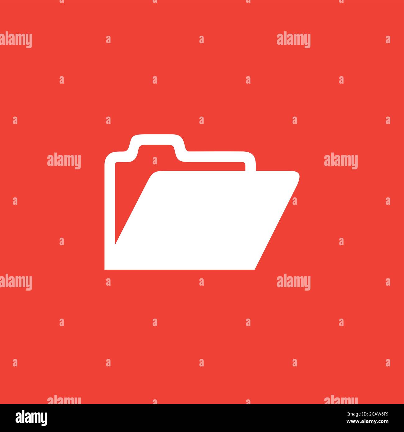 Folder Icon On Red Background. Red Flat Style Vector Illustration Stock