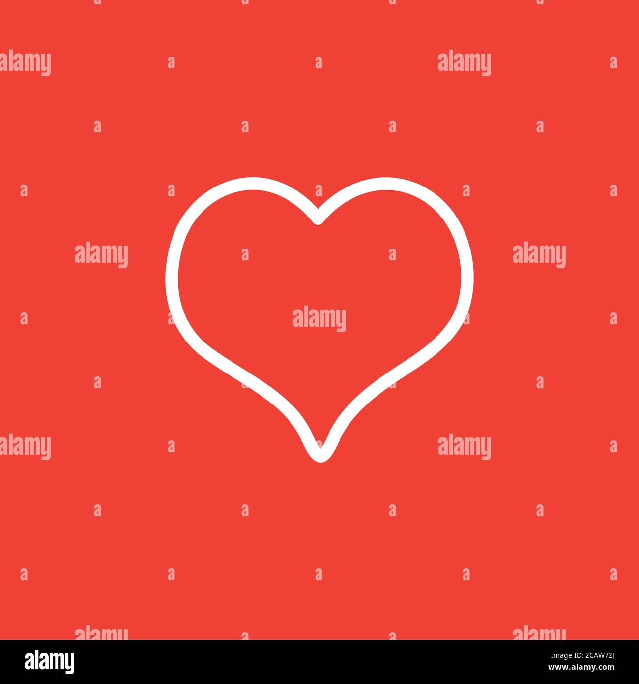 Heart Line Icon On Red Background. Red Flat Style Vector Illustration ...