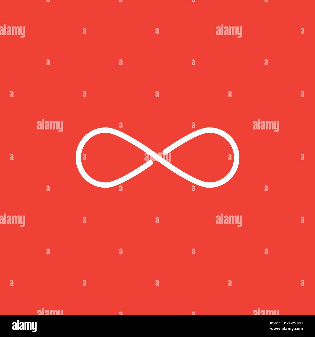 Infinity Line Icon On Red Background. Red Flat Style Vector ...